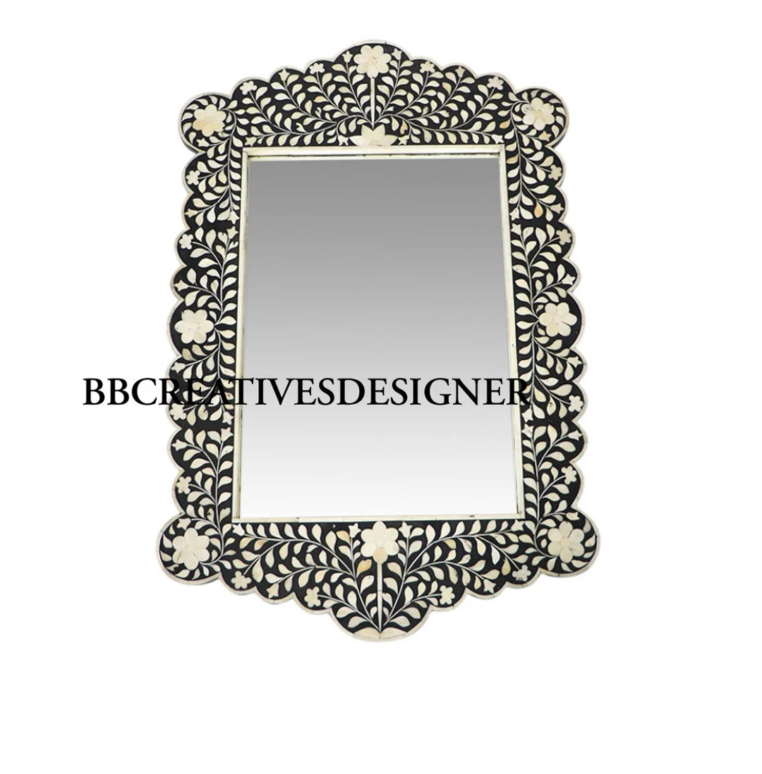 Handmade Wooden Bone Inlay Mirror Frame / Wall Decor / Wall Mirror in Modern Pattern - Etsy | Etsy (Global)