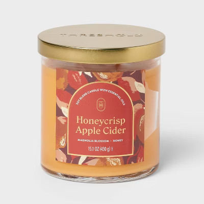 15.1oz 2-Wick Lidded Glass Jar Candle Honeycrisp Apple Cider - Threshold™ | Target