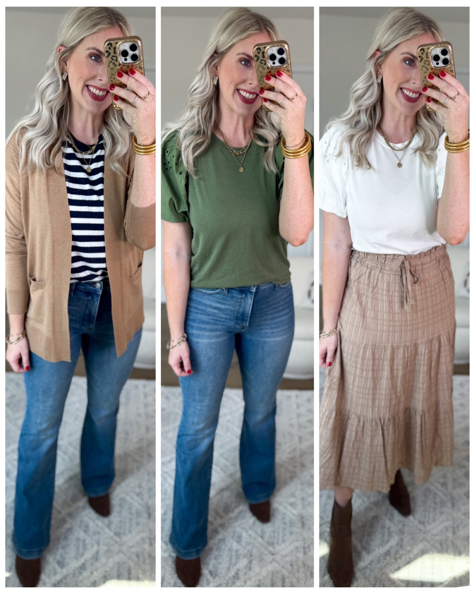 Daily try on, Walmart outfit, Walmart fashion, Walmart try on, time and tru, flare jeans, midi skirt, eyelet puff sleeve 

#LTKStyleTip #LTKShoeCrush #LTKFindsUnder50