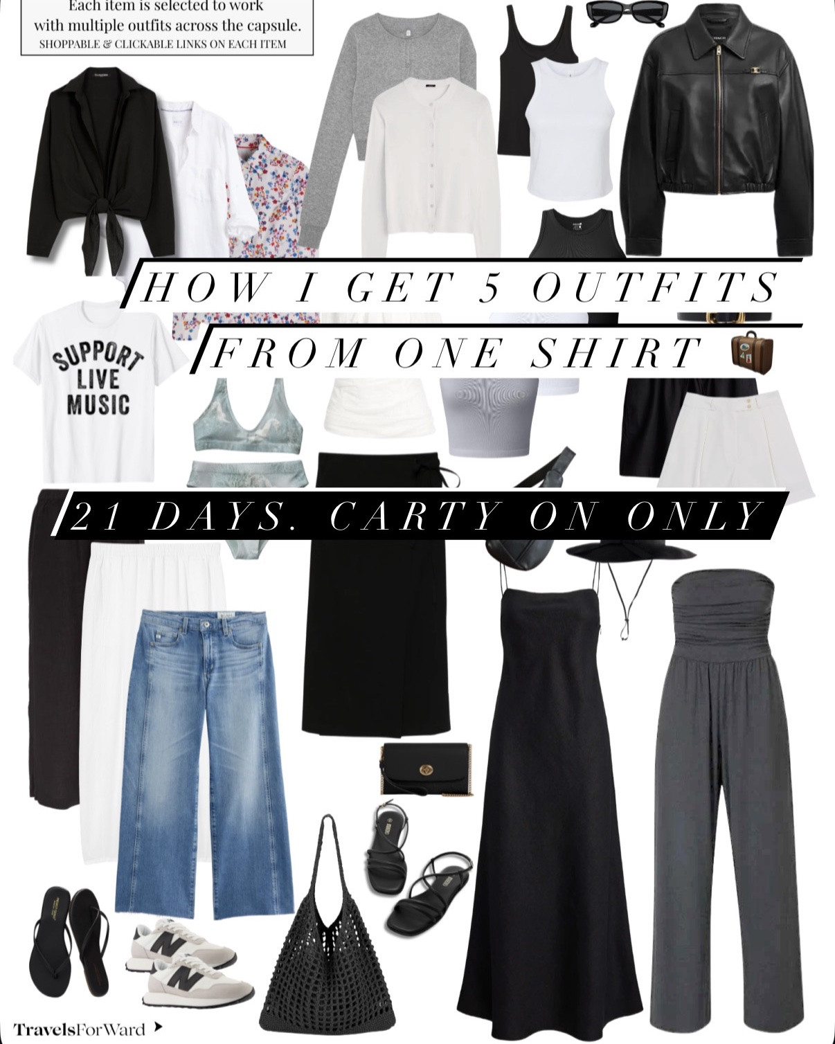 22 pieces over 30 outfits. One white shirt does all of this.
Save this — this is exactly how the travel capsule formula works. Every piece has to earn its spot by working more than one way.
The white shirt is the hardest worker in my carry-on and I never travel without it.

#capsulewardrobe #travelcapsulewardrobe #carryononly #packinglight #traveloutfits