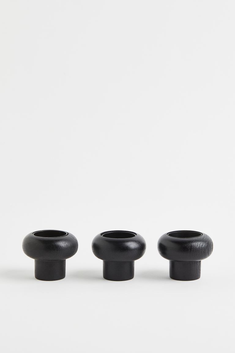 3-pack Wooden Candle Holders | H&M (US + CA)