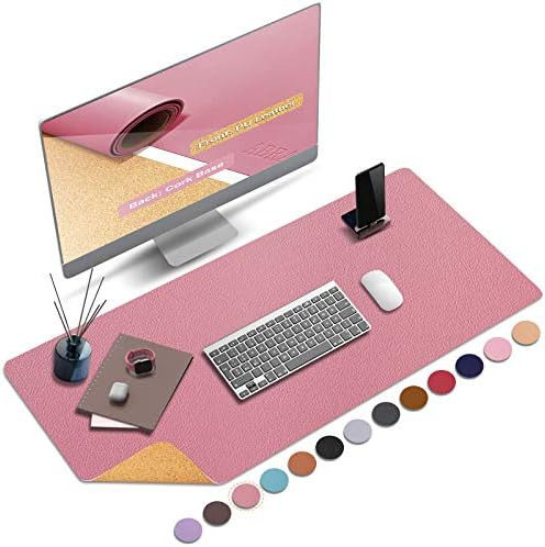 Amazon.com: ABRAIGO 36"x 17" Large Natural Cork & PU Leather Desk Pad, Double-Sided Desk Mat Mous... | Amazon (US)
