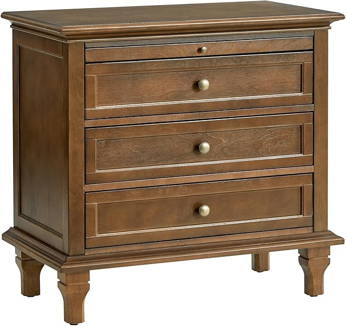 HULALA HOME Farmhouse 3 Drawer End Table with Tray, Drawer Organizer with Solid Wood Legs, End Ta... | Amazon (US)