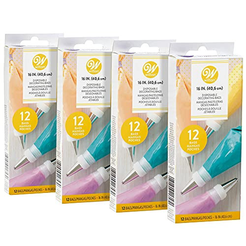 Wilton Disposable Decorating Bags Bundle - Perfect Piping Bags for Cake Decorating, Icing Cookies, Candy Making and Filling, 16-Inch, 12-Count, Pack of 4 | Amazon (US)