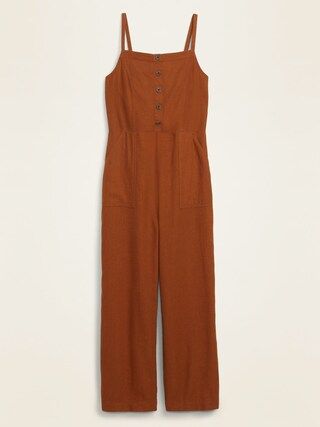 Button-Front Linen-Blend Cami Jumpsuit for Women | Old Navy (US)