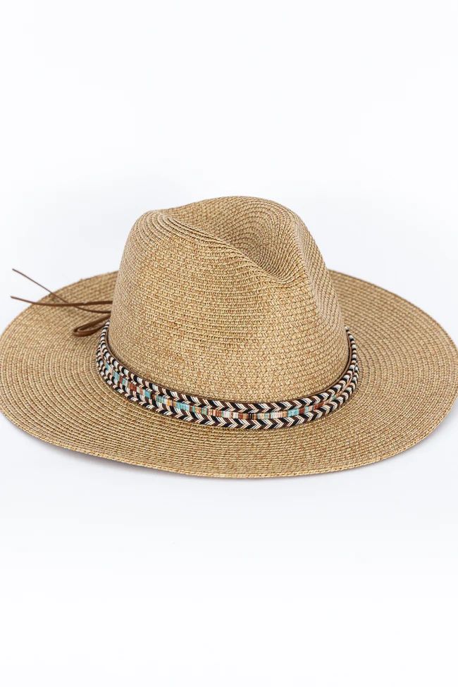 Straw Woven Hat Turquoise and Black Detail | Pink Lily