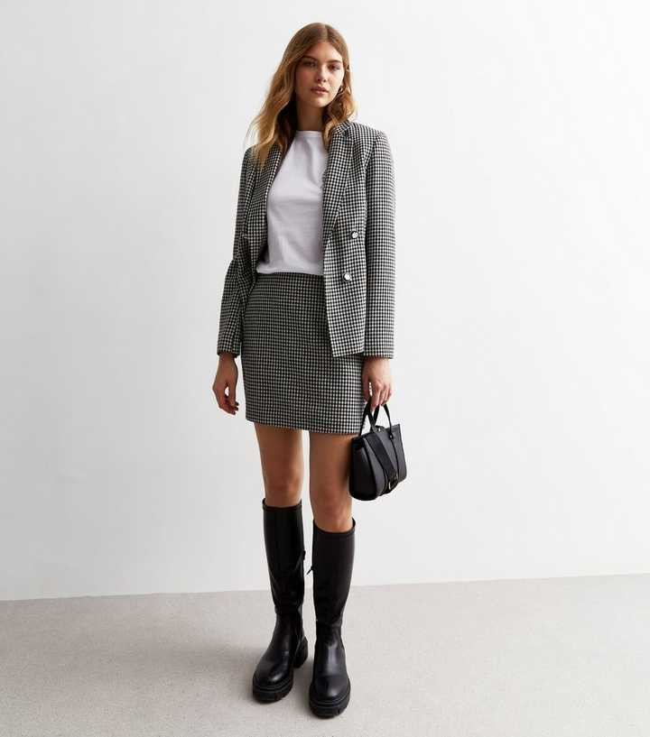 Black Bouclé Knit Check Mini Skirt
						
						Add to Saved Items
						Remove from Saved Items | New Look (UK)