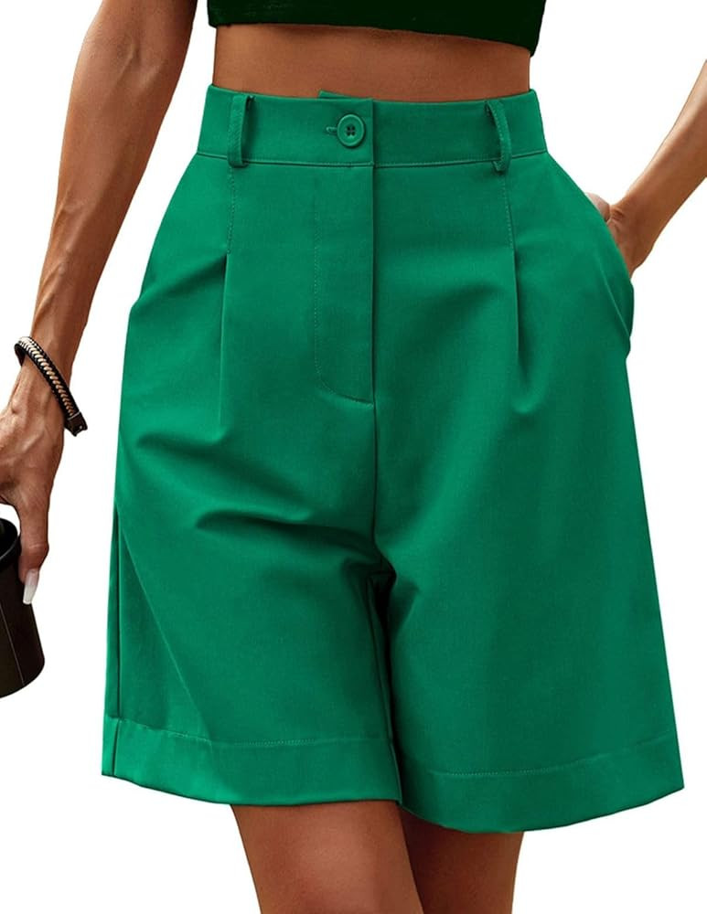 Amazon.com: Neecan Womens Casual Bermuda Shorts Elastic Waist Wide Leg Shorts Knee Length Summer ... | Amazon (US)
