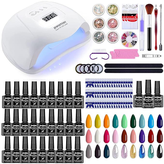 27 Colors Gel Nail Polish Kit with UV Light, 120W UV LED Nail Dryer Lamp Curing Gel Nail Polish S... | Amazon (US)