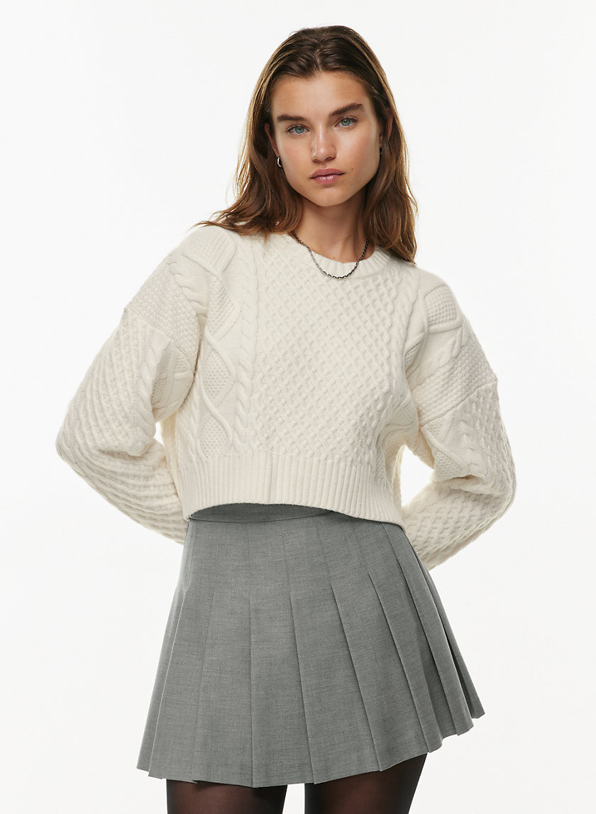 Sunday Best Women's Peggy Cropped Sweater in Whisper White size XL | Wool/Nylon/Cotton | Aritzia