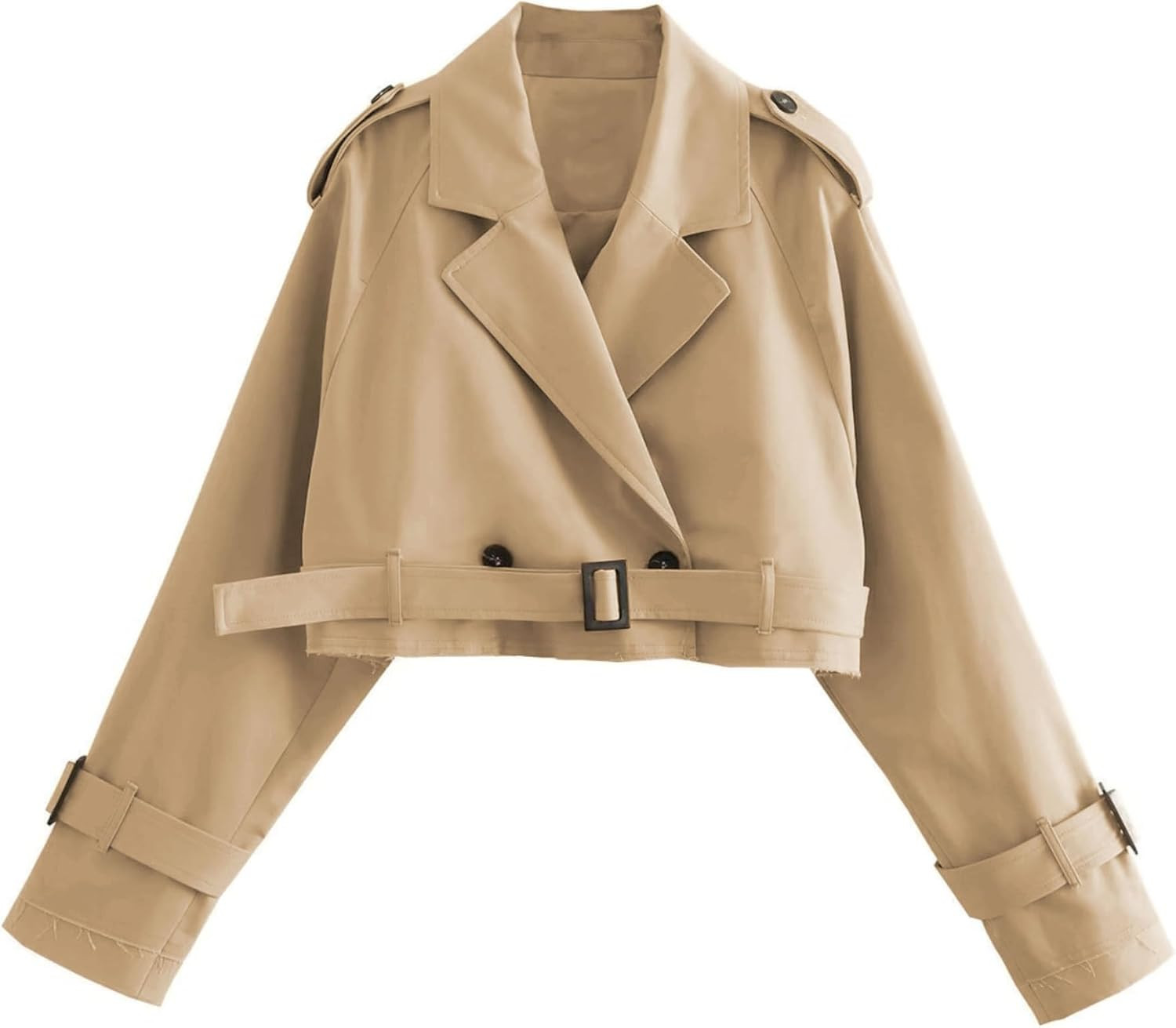 Women's Cropped Trench Coat Casual Double Breasted Short Jacket | Amazon (US)