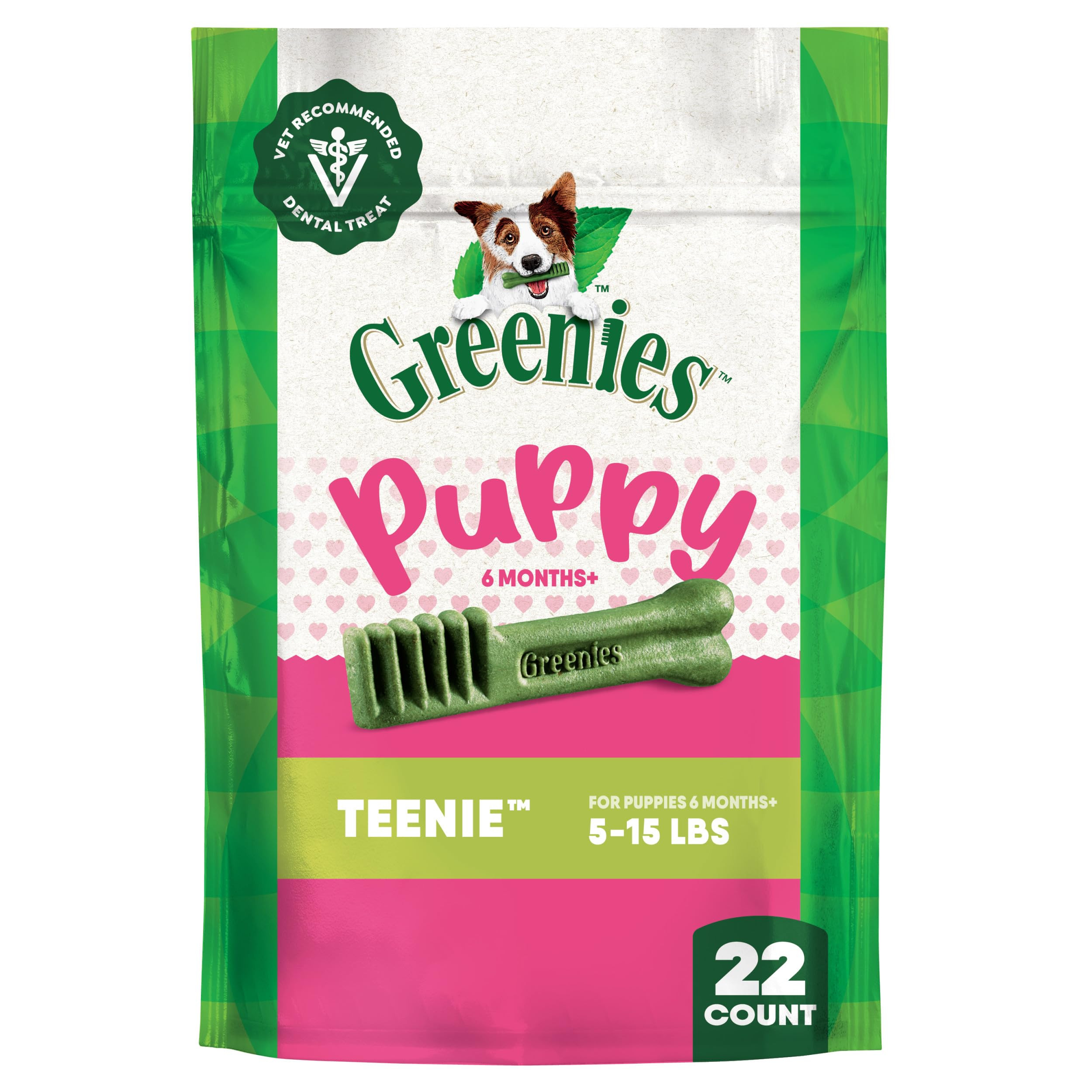 Greenies Dog Treats Veterinarian-Recommended Natural Dental Puppy Treats Teenie Size, 6 oz. Pack,... | Amazon (US)