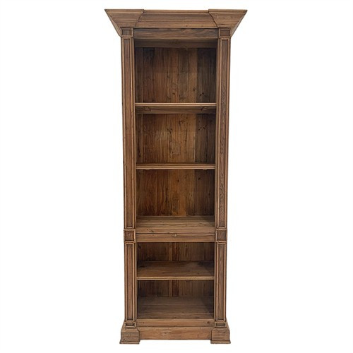Ignacio Rustic Lodge Natural Brown Pine Wood Closed Back Bookcase | Kathy Kuo Home