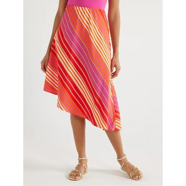 Scoop Women’s Asymmetrical Pull On Midi Skirt, Sizes XS-XXL | Walmart (US)