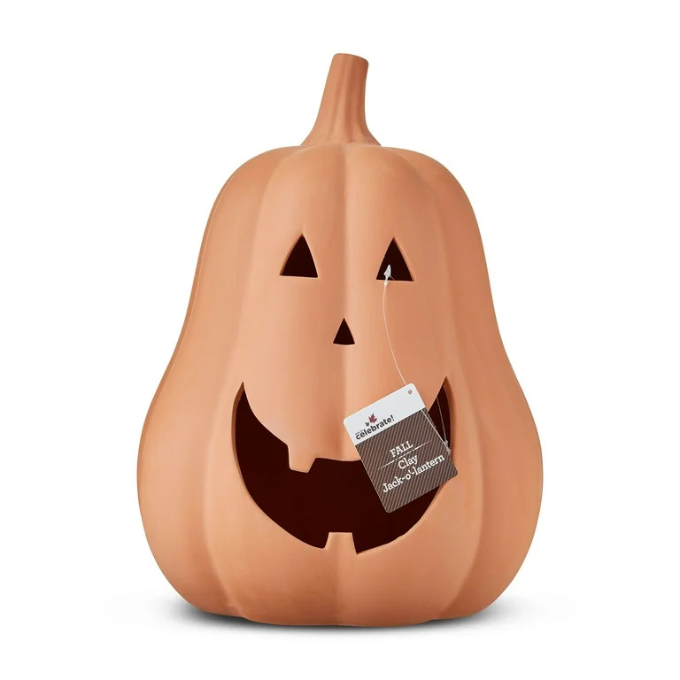 Decoración de Halloween de Otoño de Mesa con Lámpara Tipo Jack-o'-Lantern de Arcilla, Marrón,... | Walmart (US)