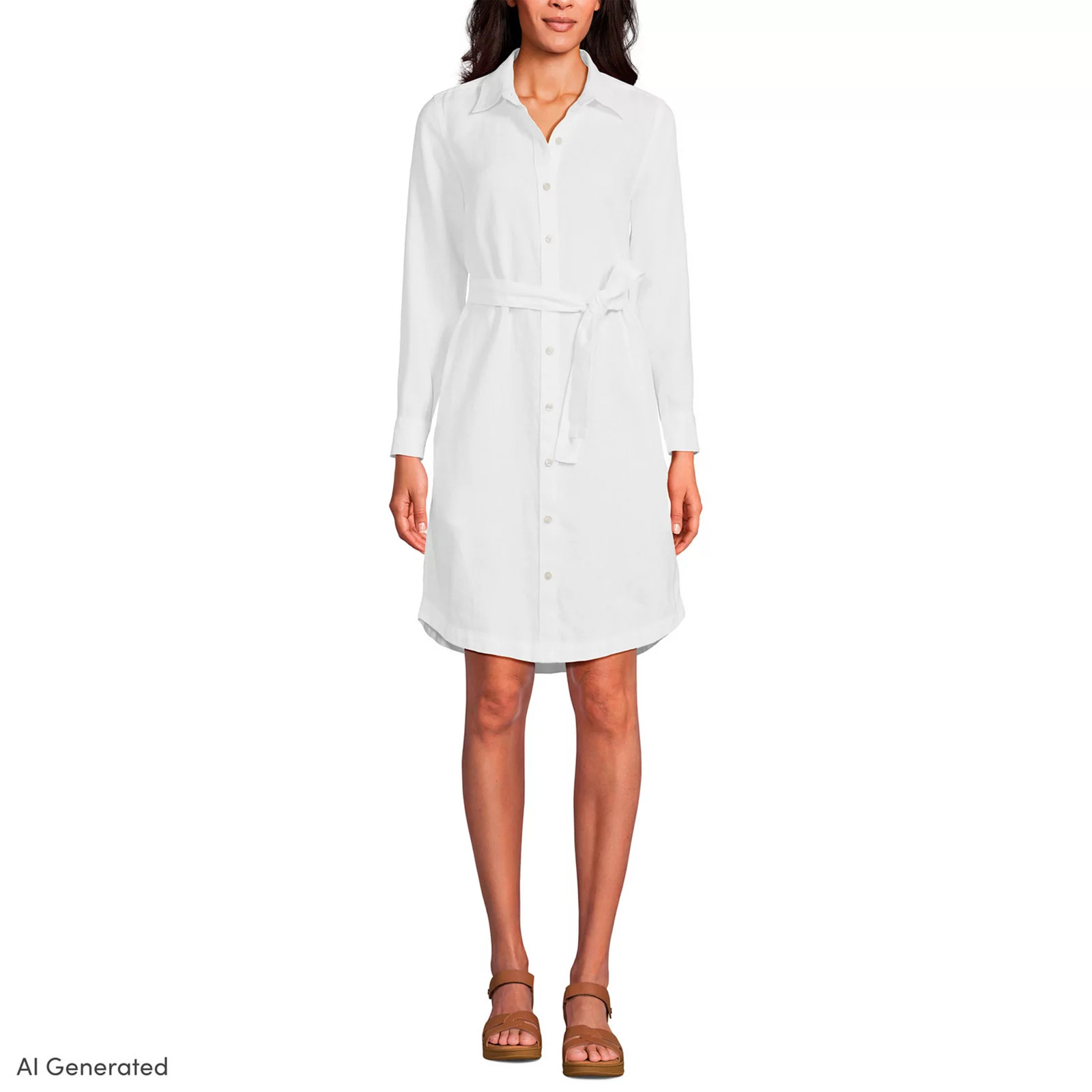 Women's Lands' End Linen Button Front Shirt Dress, Size: XL, White | Kohl's
