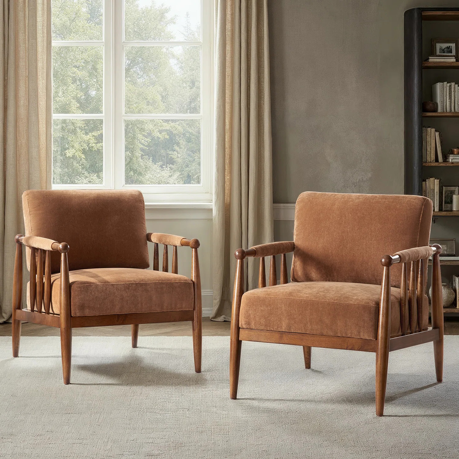 Avidite 27.25"W Farmhouse Solid Wood Arm Chair No Assembly Needed (Set of 2) | Wayfair North America