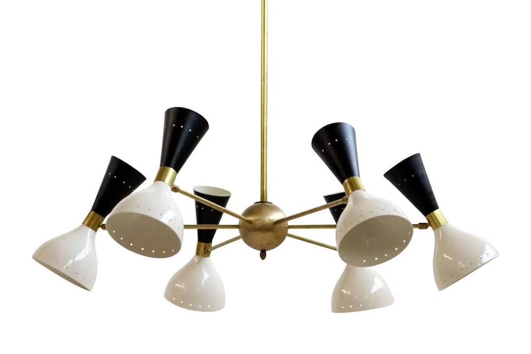 6 Light Stilnovo Style Brass Chandelier Italian Design Ceiling - Etsy | Etsy (US)