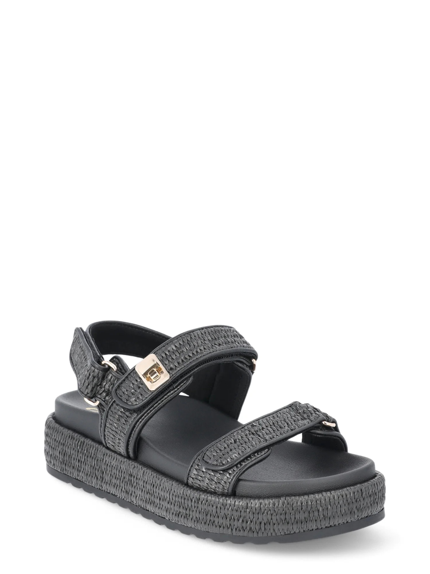 Madden NYC Women’s Raffia Flatform Sandals with Adjustable Straps - Walmart.com | Walmart (US)