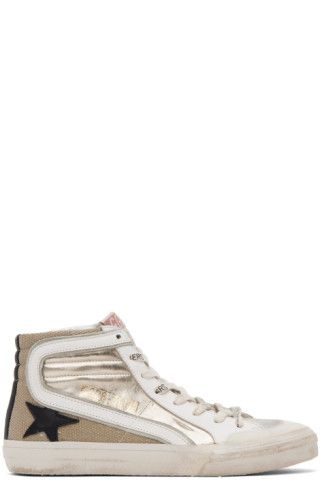 Off-White & Beige Slide Double Quarter Penstar Sneakers | SSENSE
