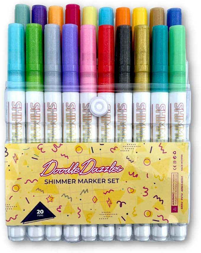 DoodleDazzles Shimmer Markers Set, Double Line Outliner Marker, Metallic Pens, Gifts for Girls, B... | Amazon (US)