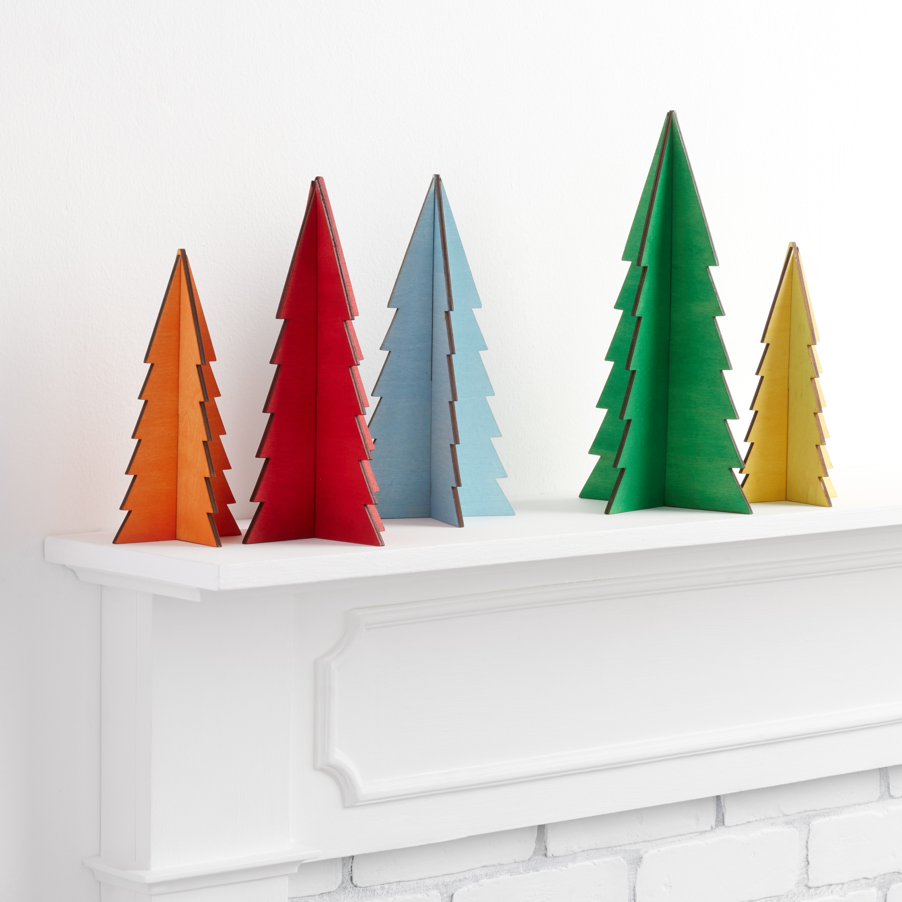 Multicolor Wood Tabletop Tree Decor 5 Pack | World Market