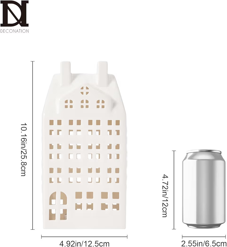 DN DECONATION Light Up Christmas Decor Village Sets, White Ceramic House with Lights, Modern Chri... | Amazon (US)