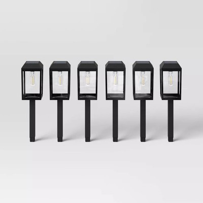 6pk Window Lantern Solar LED Outdoor Path Lights Matte Black - Threshold | eBay US