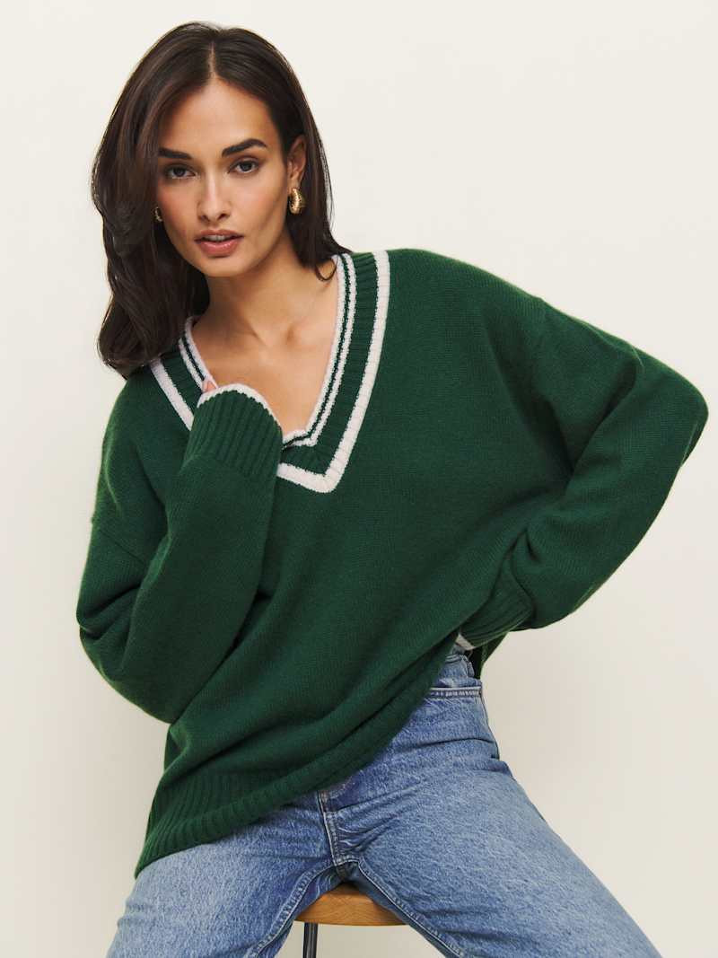 Jadey Cashmere Oversized V-neck Sweater | Reformation (Global)