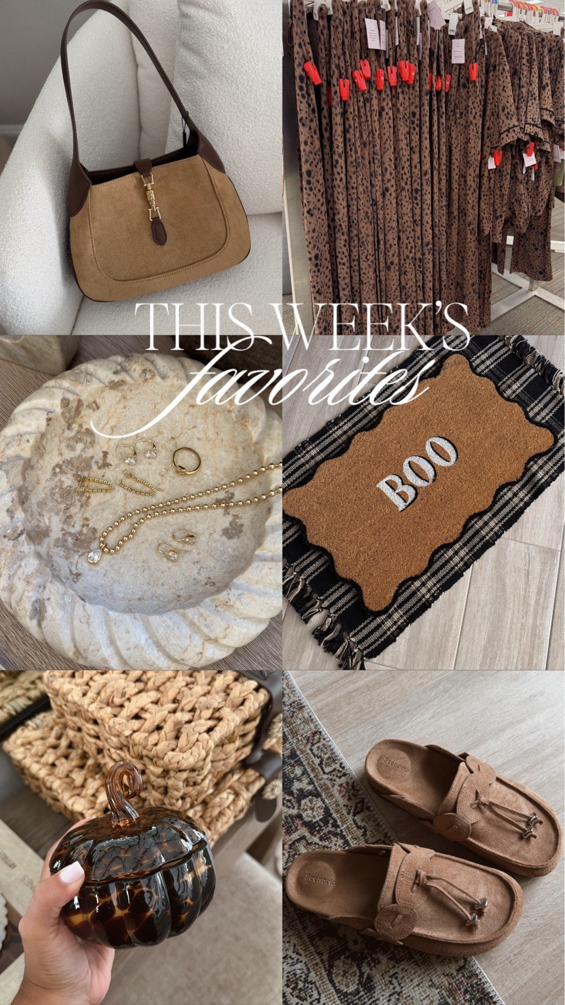 This weeks favorites 🤎 

#trending #halloweendecor #falldecor #fallcandle #jewelry #pajamas #pjset #target #walmart #amazon #handbag #fallbag #pumpkincandle #pumpkin

#LTKSeasonal #LTKHome #LTKdayinmylife