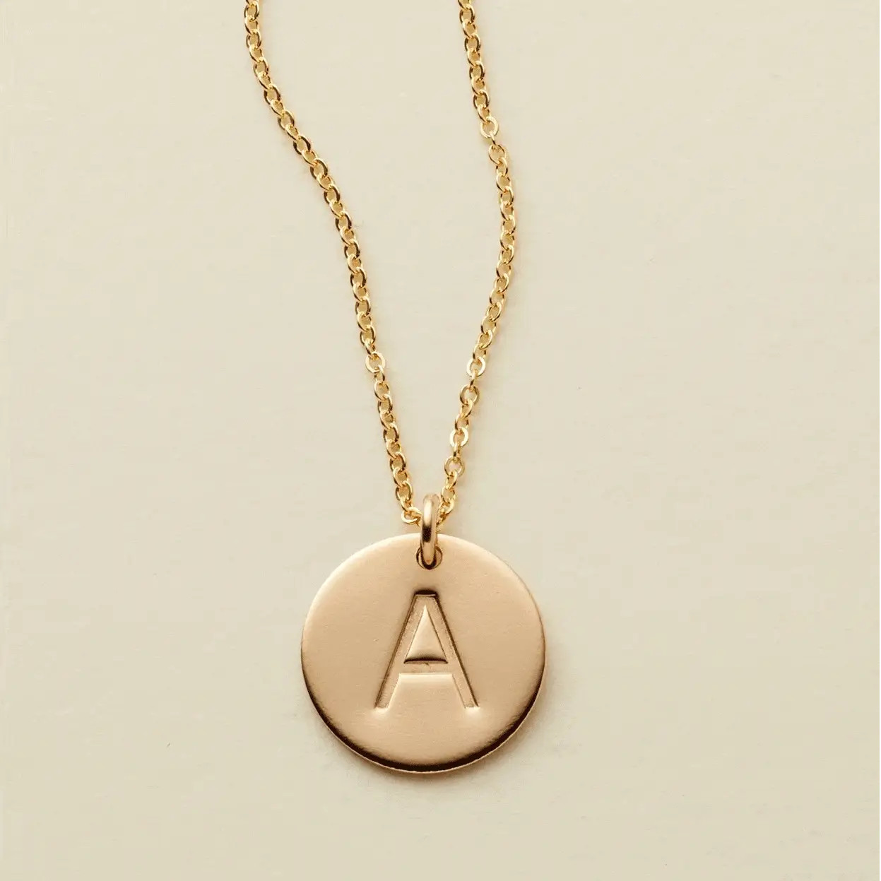 Made By Mary Initial Disc Necklace—1/2" | Hand Stamped, Personalized | Made By Mary | Made By Mary