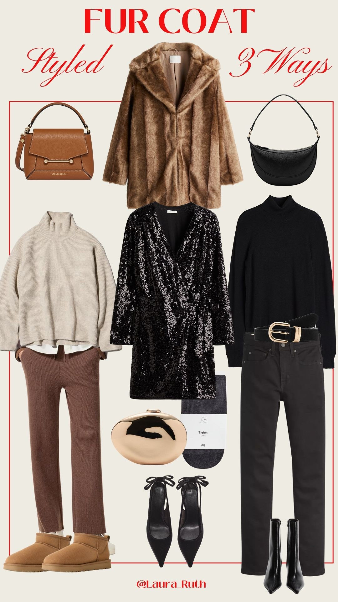 Looking for a winter coat that truly does it all? ❄️ A faux fur coat is that chic, timeless layer you’ll reach for year after year as it’s warm and effortlessly luxe. Winter coat, faux fur coat, winter outfits, elevated cosy looks, timeless style. Here are 3 easy ways to style yours this season: 1️⃣ Christmas Shopping With the Girls – black straight-leg jeans, black roll neck, black belt, black pointy ankle boots, tan bag & leather gloves 2️⃣ Cosy Errands / Christmas Coffee Run – chocolate brown knitted trousers, cream turtleneck & mini ankle UGG boots 3️⃣ Party Season / Christmas Cocktails – black tights and a sequin dress paired with black pointy boots or black pointy slingback heels I’ve linked similar affordable styles so you can recreate that same polished, winter-luxe feel. 

#LTKpartywear #LTKwinter #LTKuk