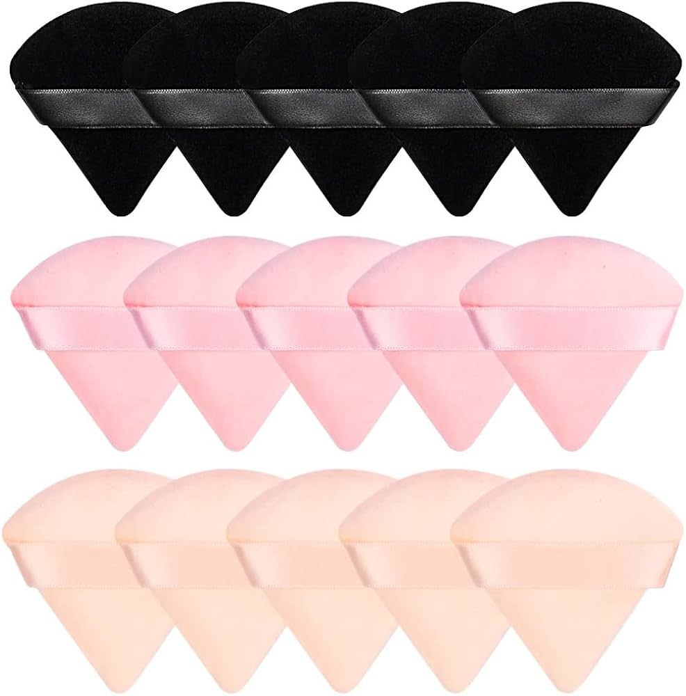 Pimoys 15 Pieces Powder Puff Face Soft Triangle Makeup Puff Velour Puff for Loose Powder Cosmetic... | Amazon (US)