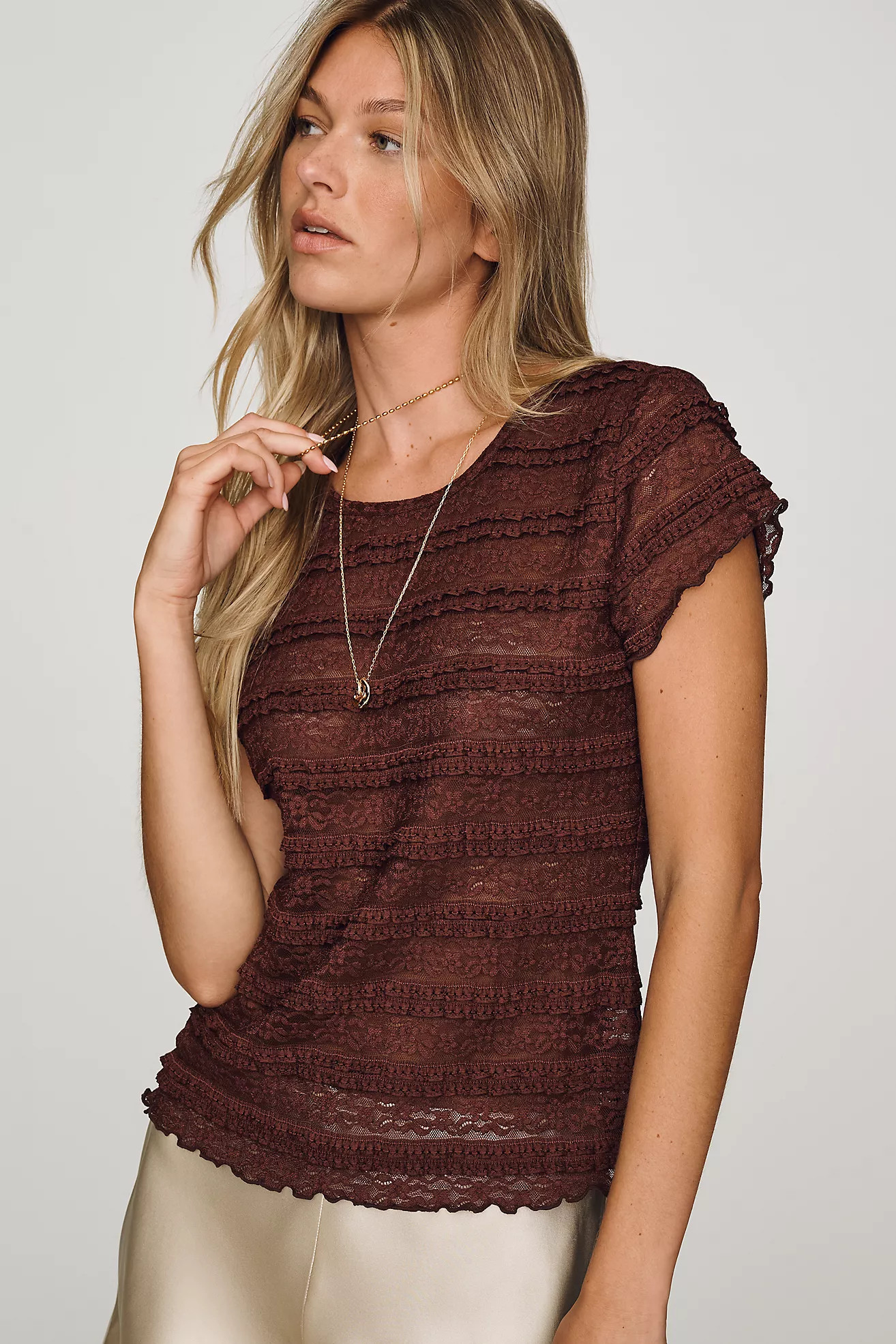 By Anthropologie Lace Ruffle Baby Tee | Anthropologie (US)