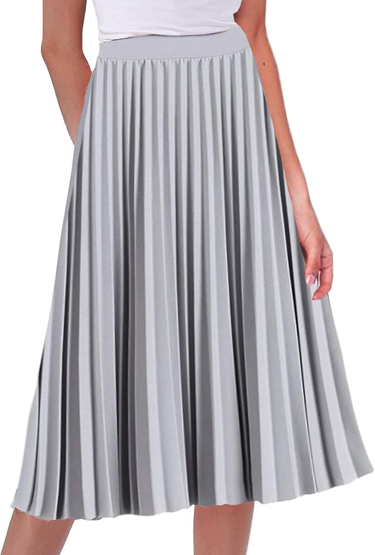 GOLDSTITCH Women's High Waist Pleated Skirt A line Swing Midi Skirt | Amazon (US)