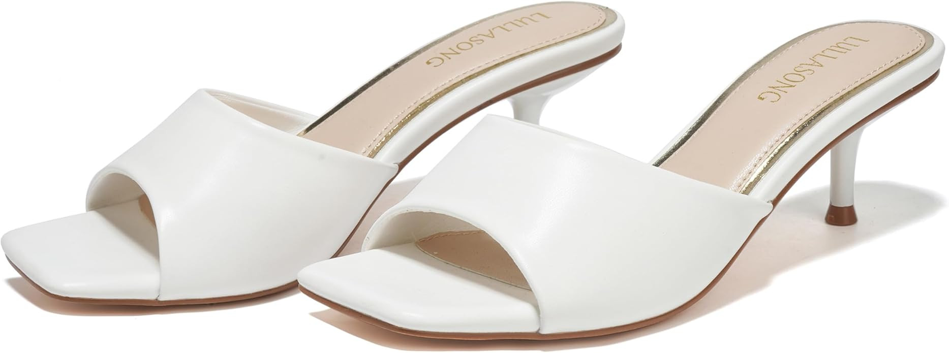 Women's Kitten Heels Sandals Low Heels Slip On Slides 2 Inch Heeled Square Open Toe Sandals for W... | Amazon (US)