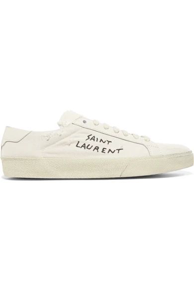 Court Classic leather-trimmed distressed cotton sneakers | NET-A-PORTER (UK & EU)