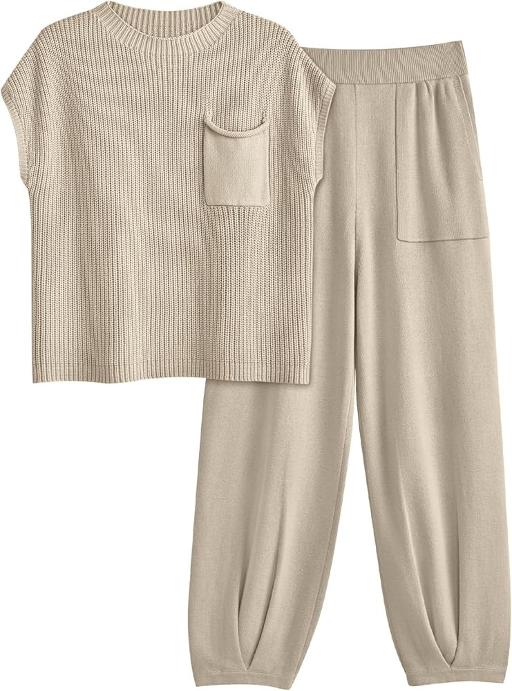 LILLUSORY 2 Piece Knit Sets For Women Trendy Sweatsuit Sets | Amazon (US)