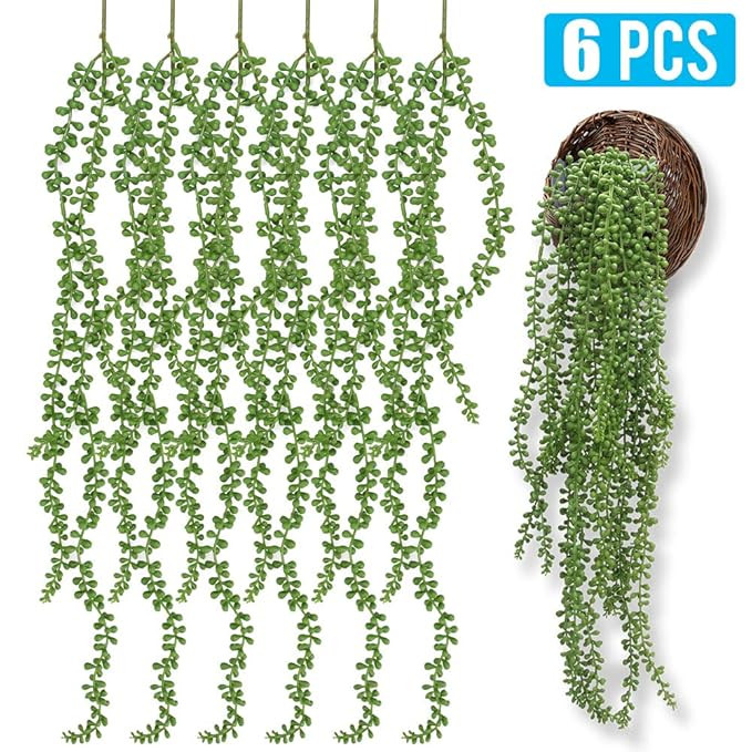 Attom Tech Home [6 Pcs] 26 inch Long Artificial Succulents Hanging Plants, Fake String of Pearls ... | Amazon (US)