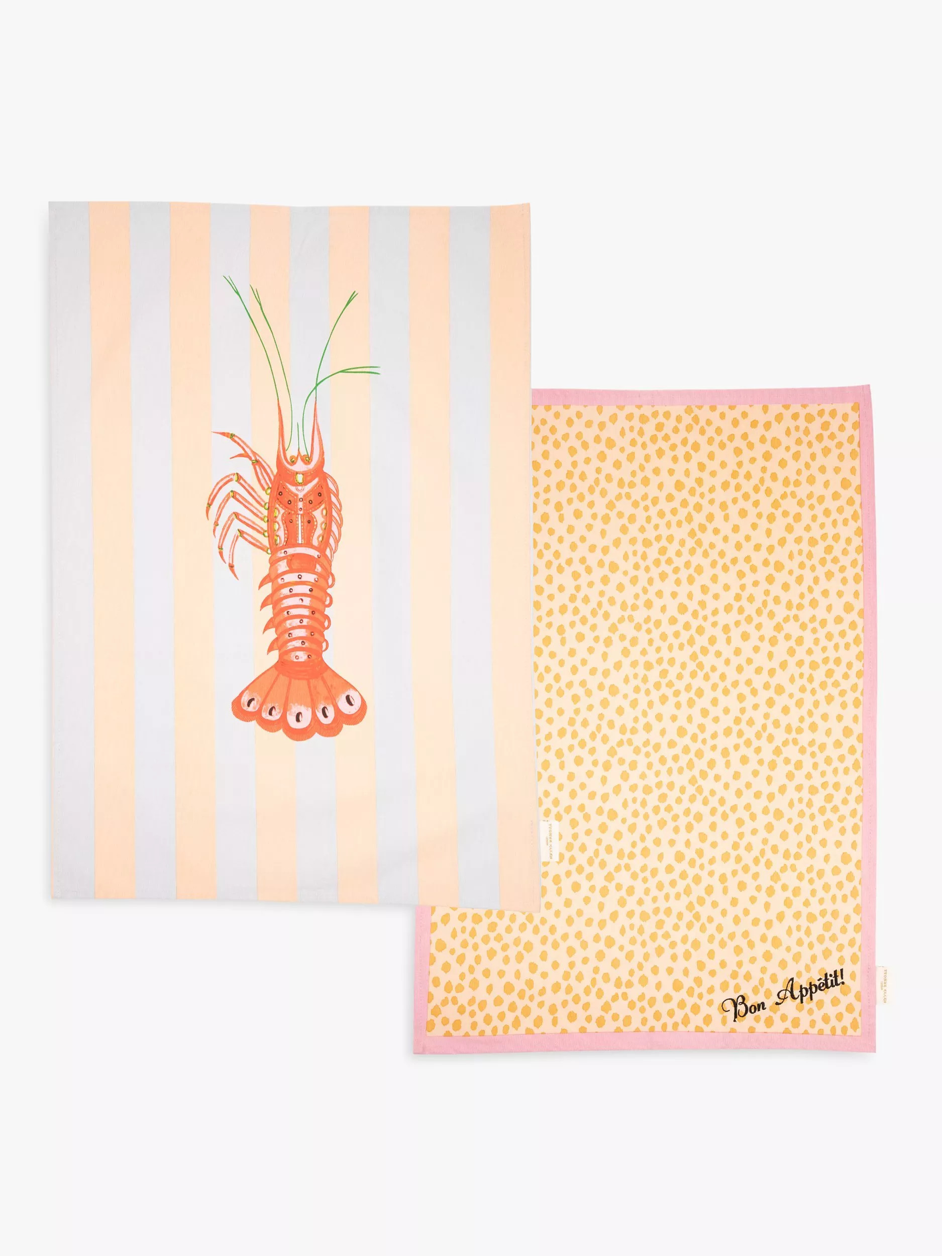 Yvonne EllenLobster & 'Bon Appetit' Cotton Tea Towels, Set of 2, Multi | John Lewis (UK)