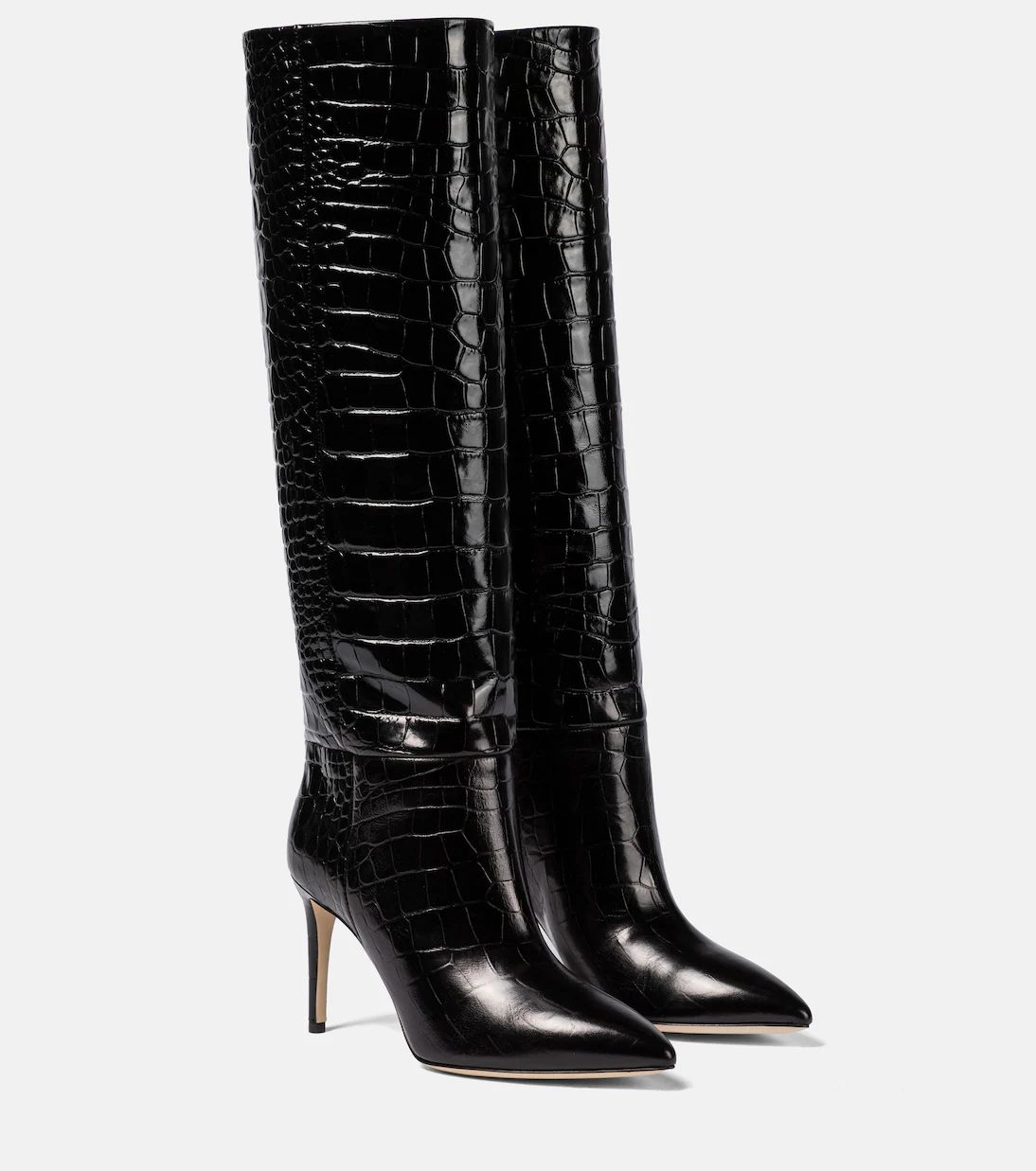 Croc-effect leather knee-high boots | Mytheresa (US/CA)