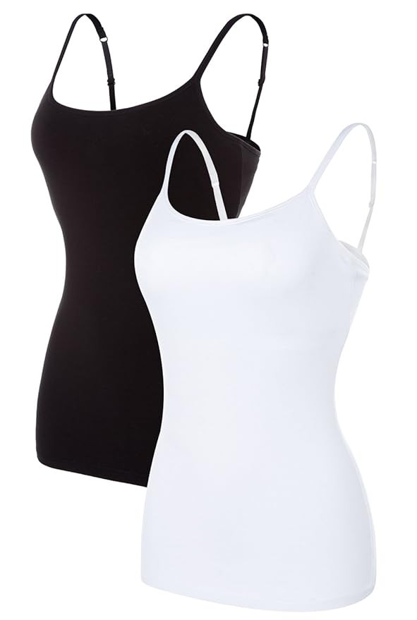 beautyin Women's Stretch Cotton Camisole Spaghetti Tank Top with Shelf Bra | Amazon (US)