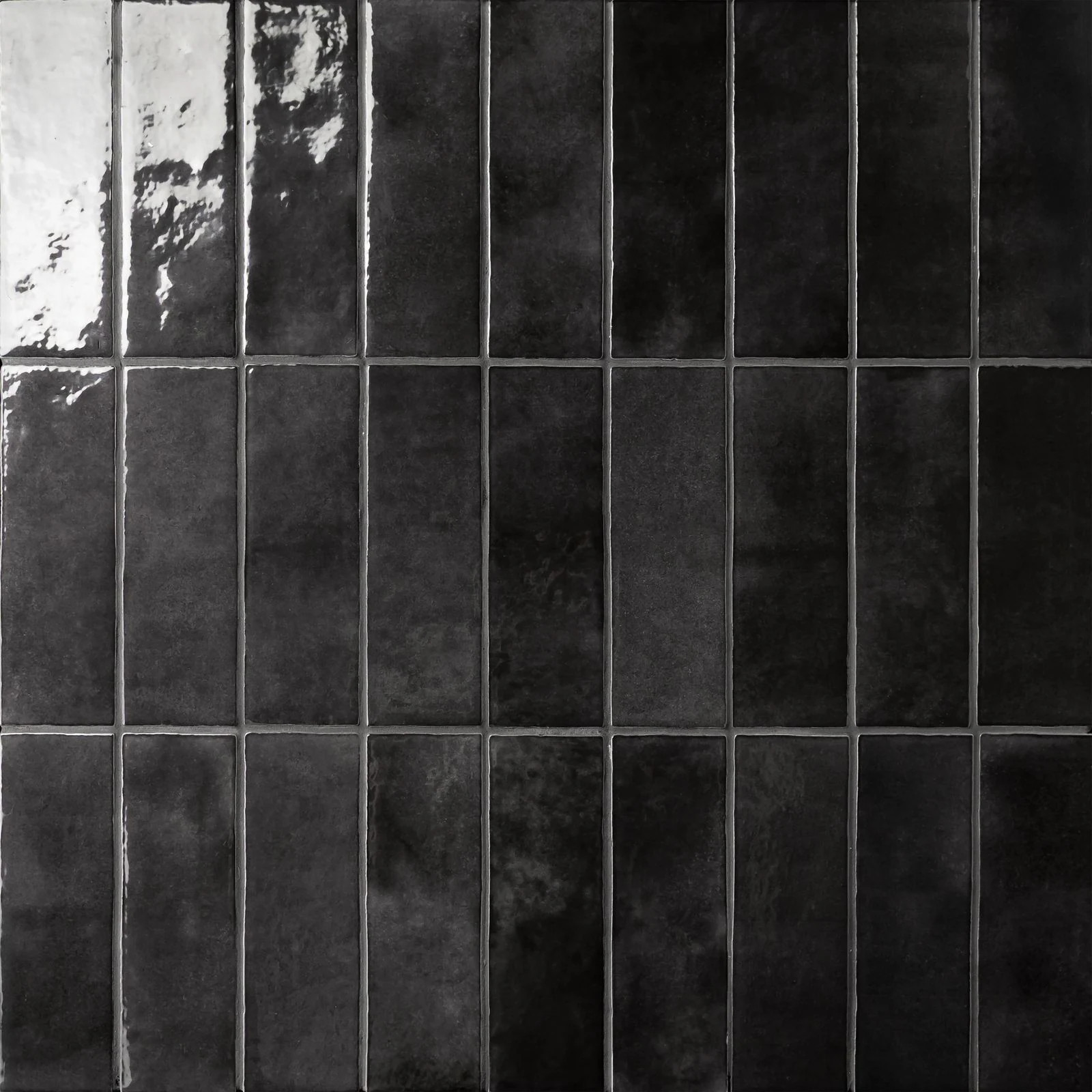 Bedrosians Cloe Black 2-1/2-in x 8-in Glossy Ceramic Subway Wall Tile ( 10.64-sq ft Carton ) | DECCLOBLA28G | Lowe's