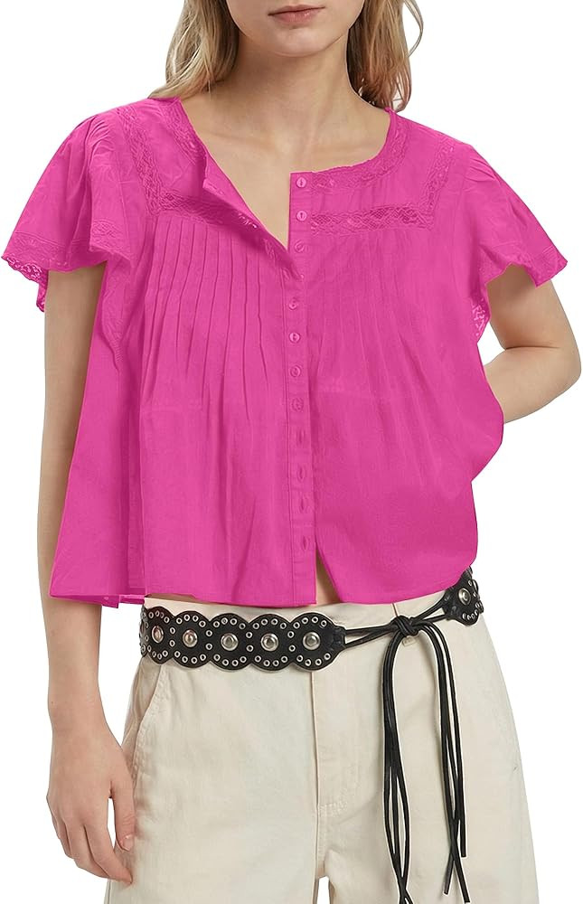 The tops you\u2019ll never want to take off. This tops features a cotton fabrication and featurin... | Amazon (US)