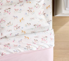Floral Horse Organic Sheet Set | Pottery Barn Kids