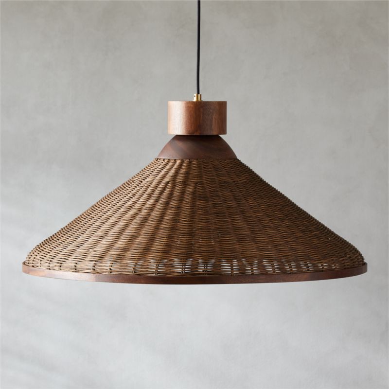 Hakka Conical Rattan Pendant Light + Reviews | CB2 | CB2