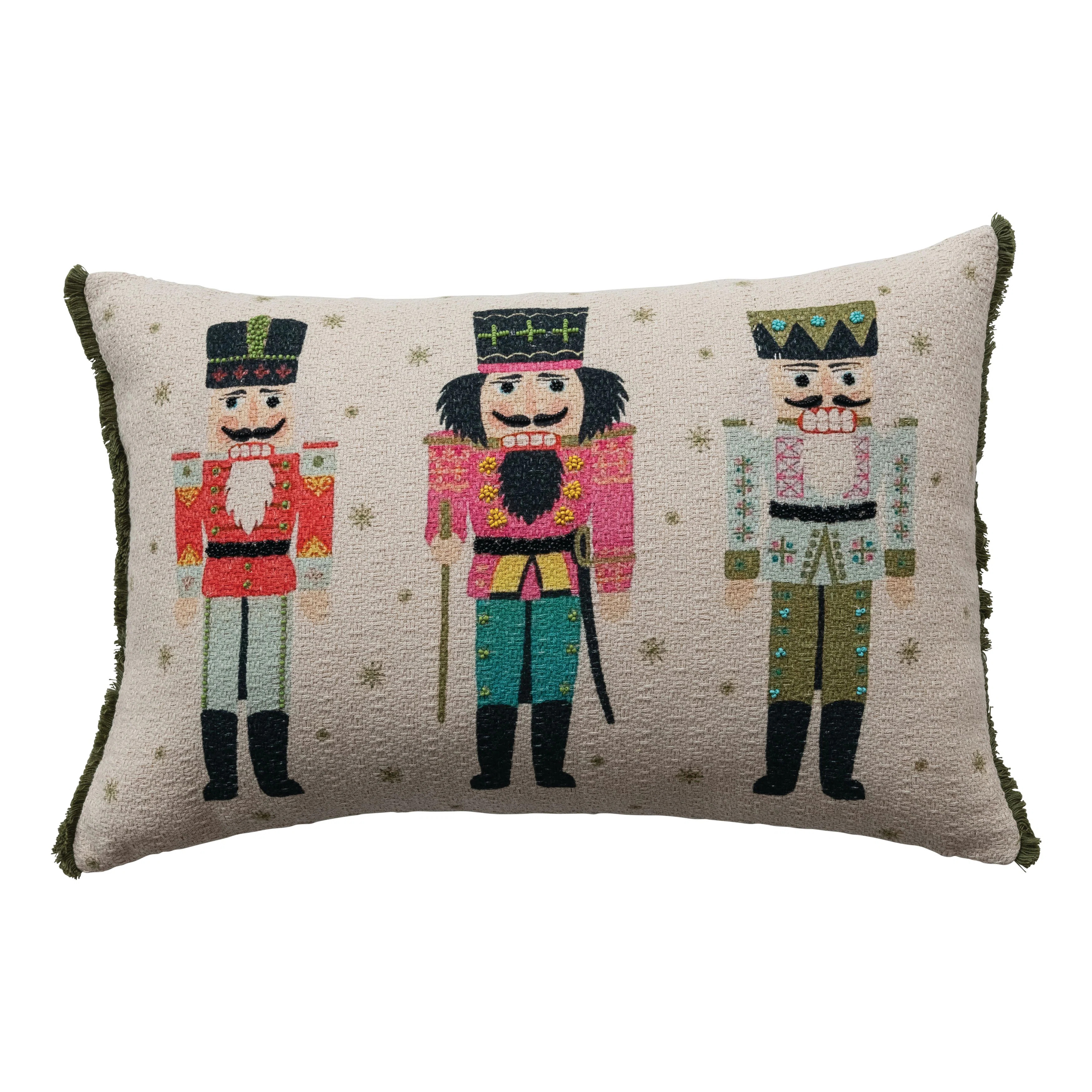 Cotton Slub Printed Lumbar Pillow With Nutcrackers | Wayfair North America