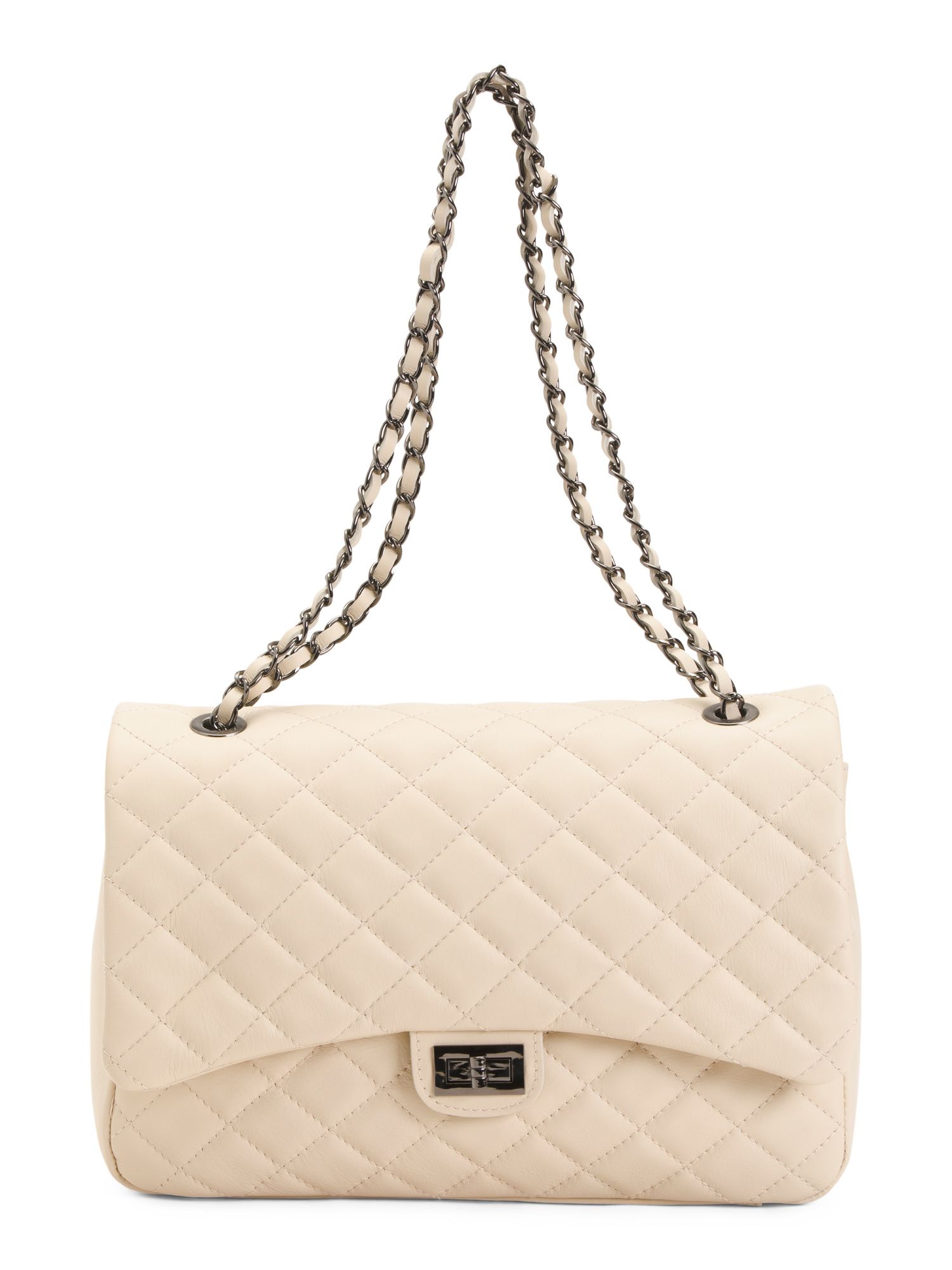 Made In Italy Leather Quilted Double Flap Over Satchel | Handbags | Marshalls | Marshalls