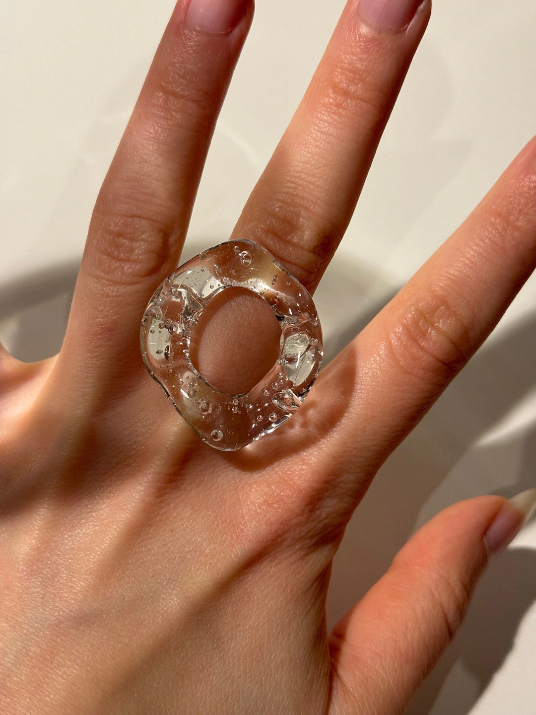 Clear Chunky Glass Ring: Handmade Borosilicate Statement Jewelry | Etsy (US)