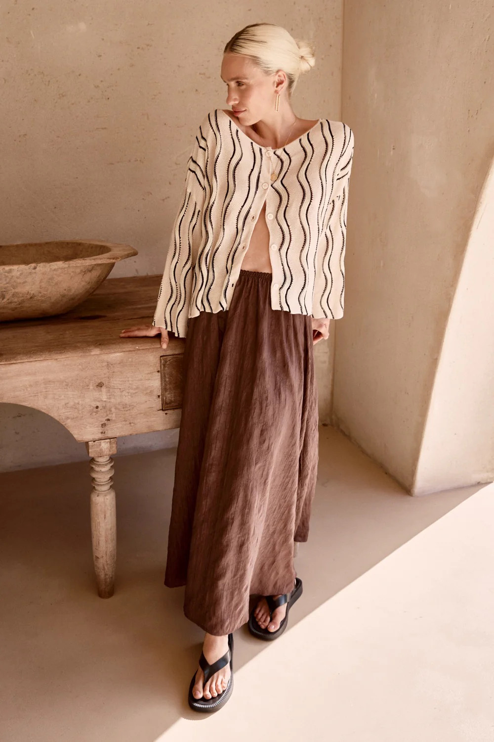 Solara Midi Skirt Chocolate | VRG Grl